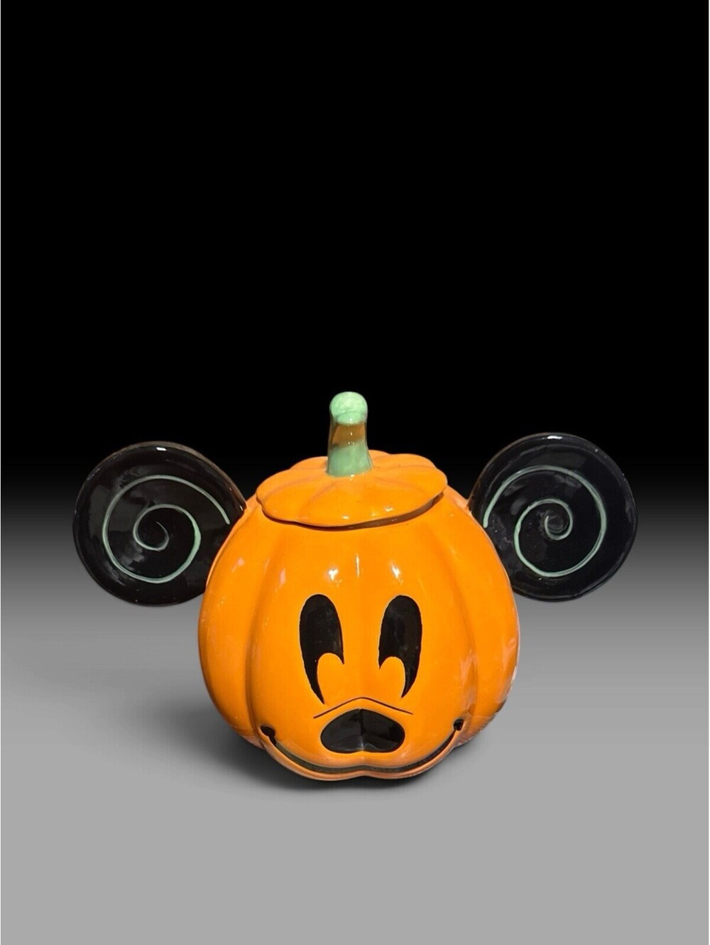Disney MICKEY Mouse Ceramic Pumpkin COOKIE JAR Canister Halloween New